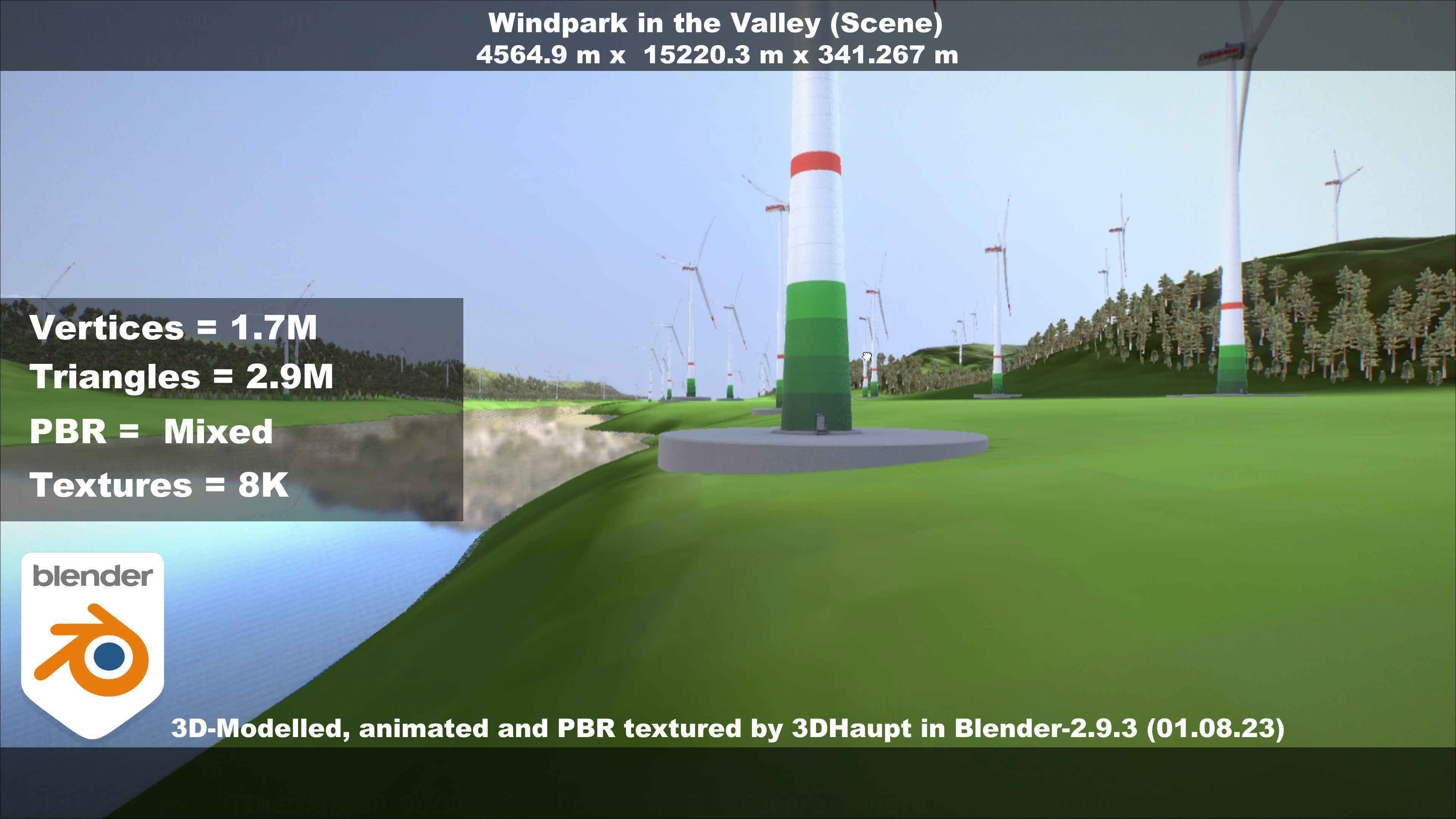Windpark in the Valley Scene Low-poly 3D model_96