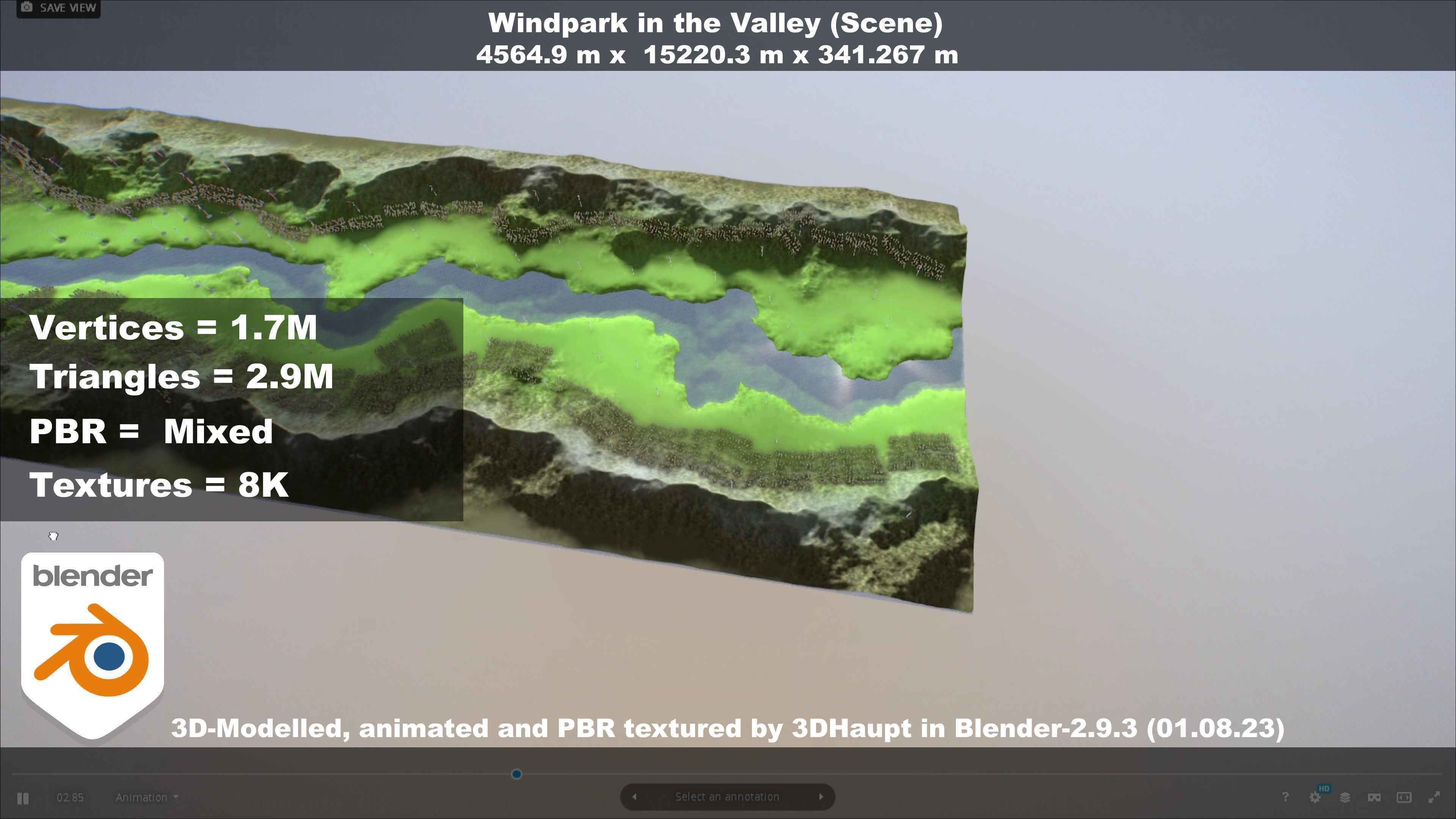 Windpark in the Valley Scene Low-poly 3D model_72