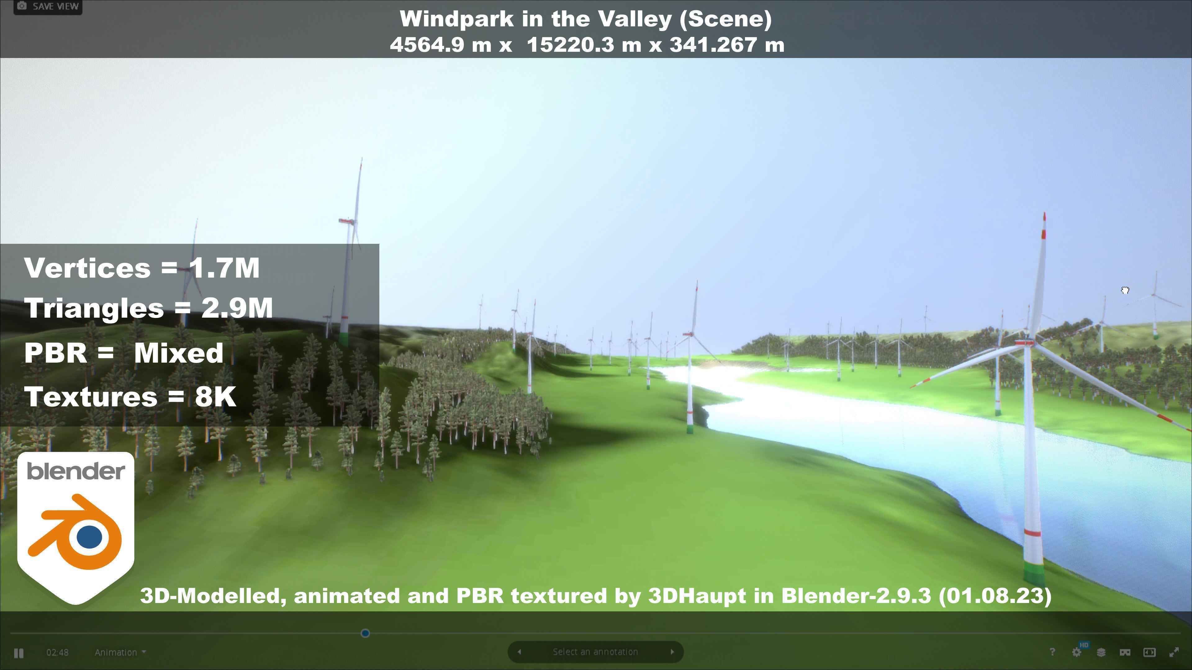 Windpark in the Valley Scene Low-poly 3D model_120