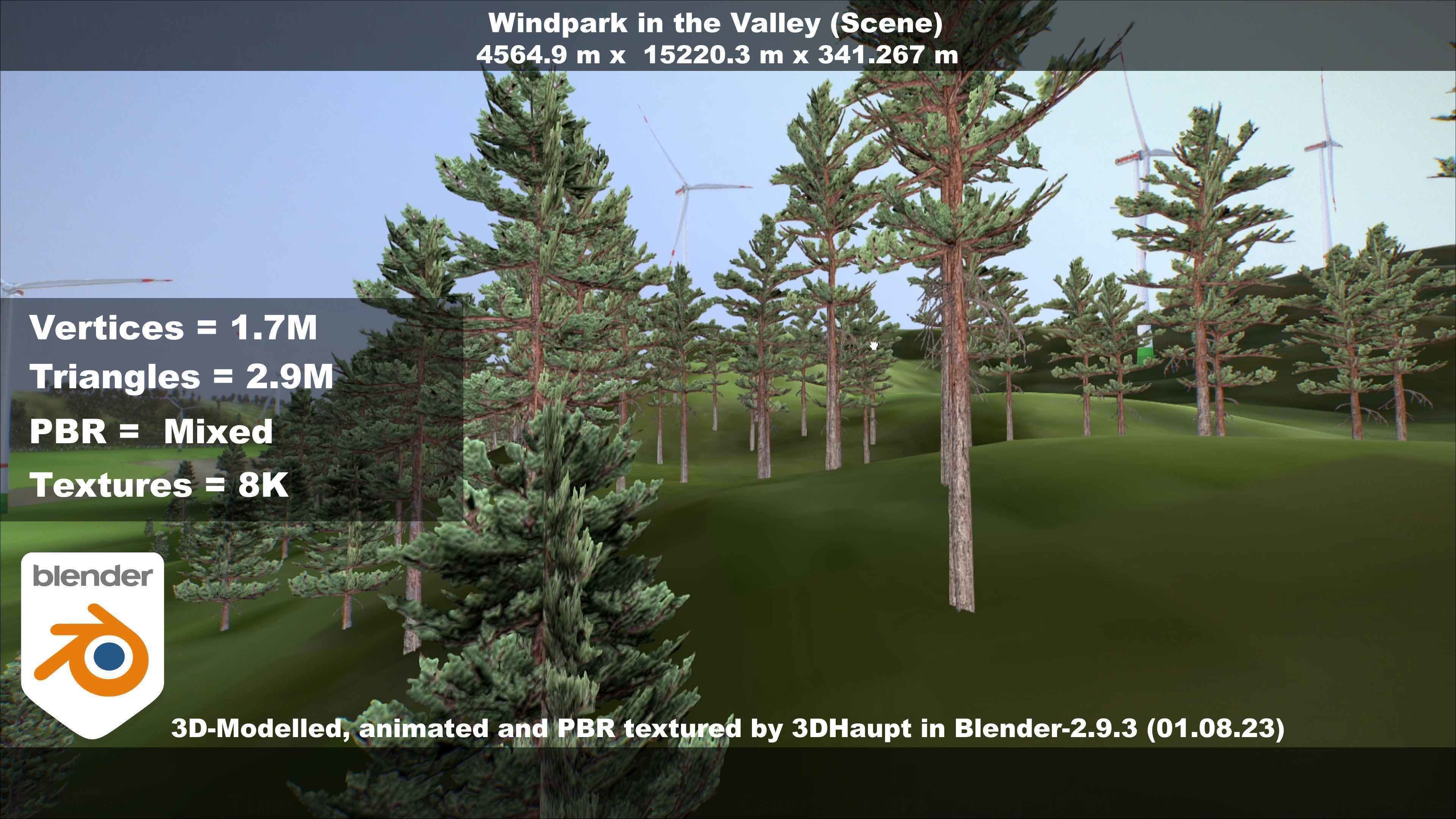 Windpark in the Valley Scene Low-poly 3D model_89