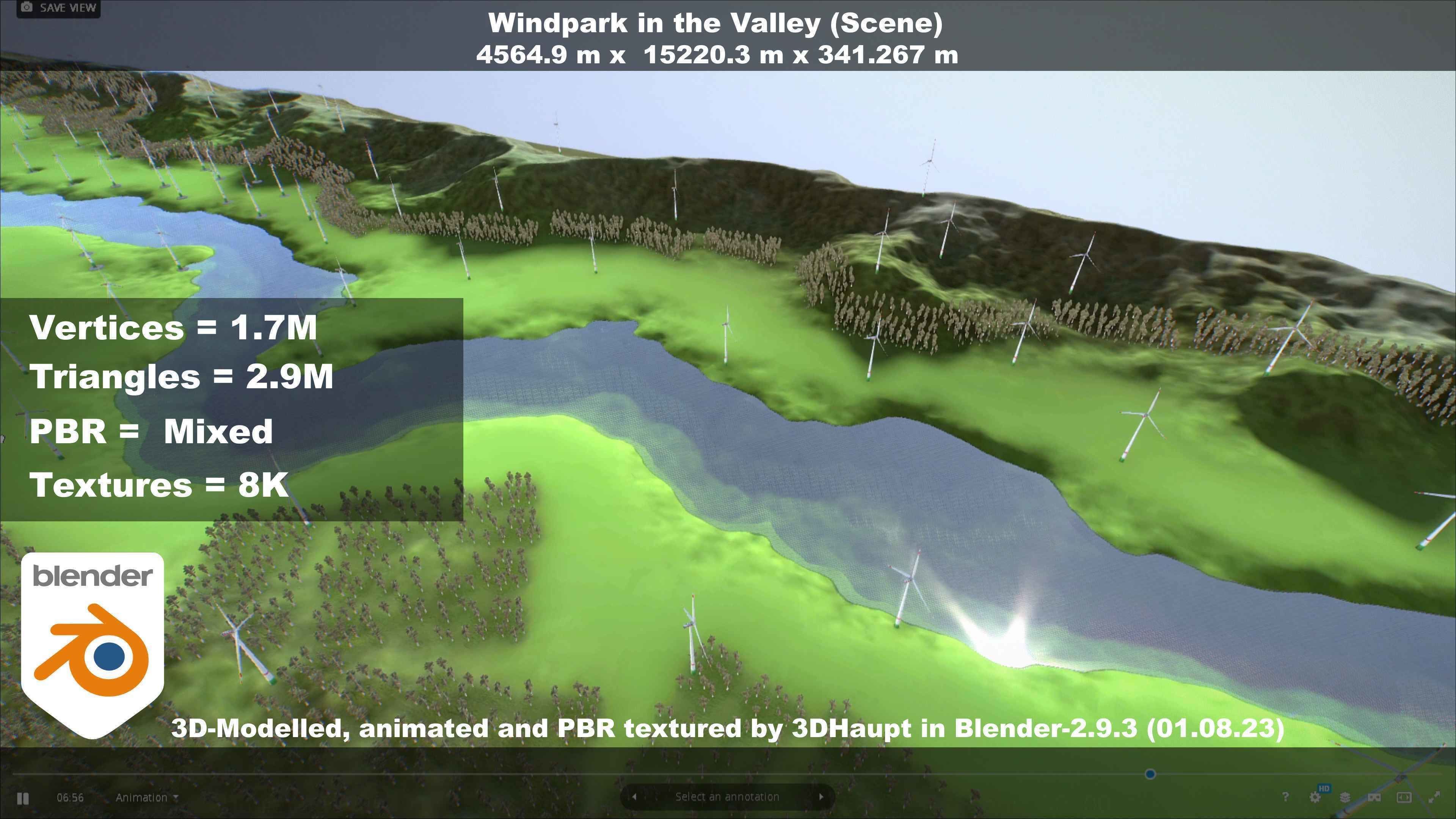 Windpark in the Valley Scene Low-poly 3D model_77