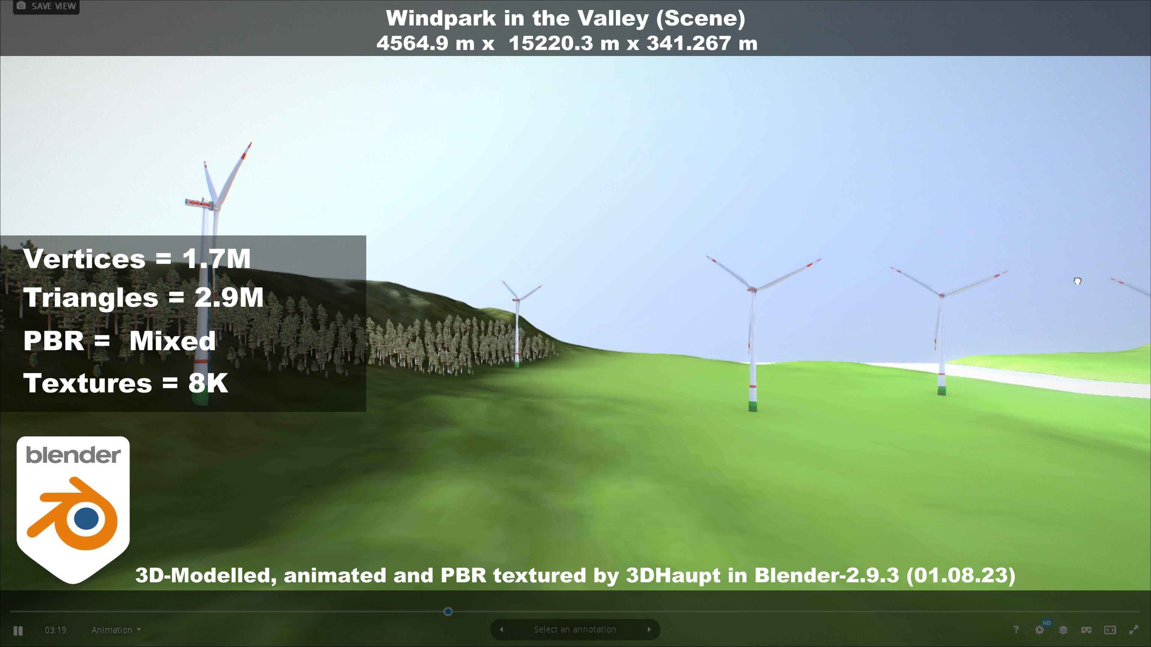 Windpark in the Valley Scene Low-poly 3D model_82