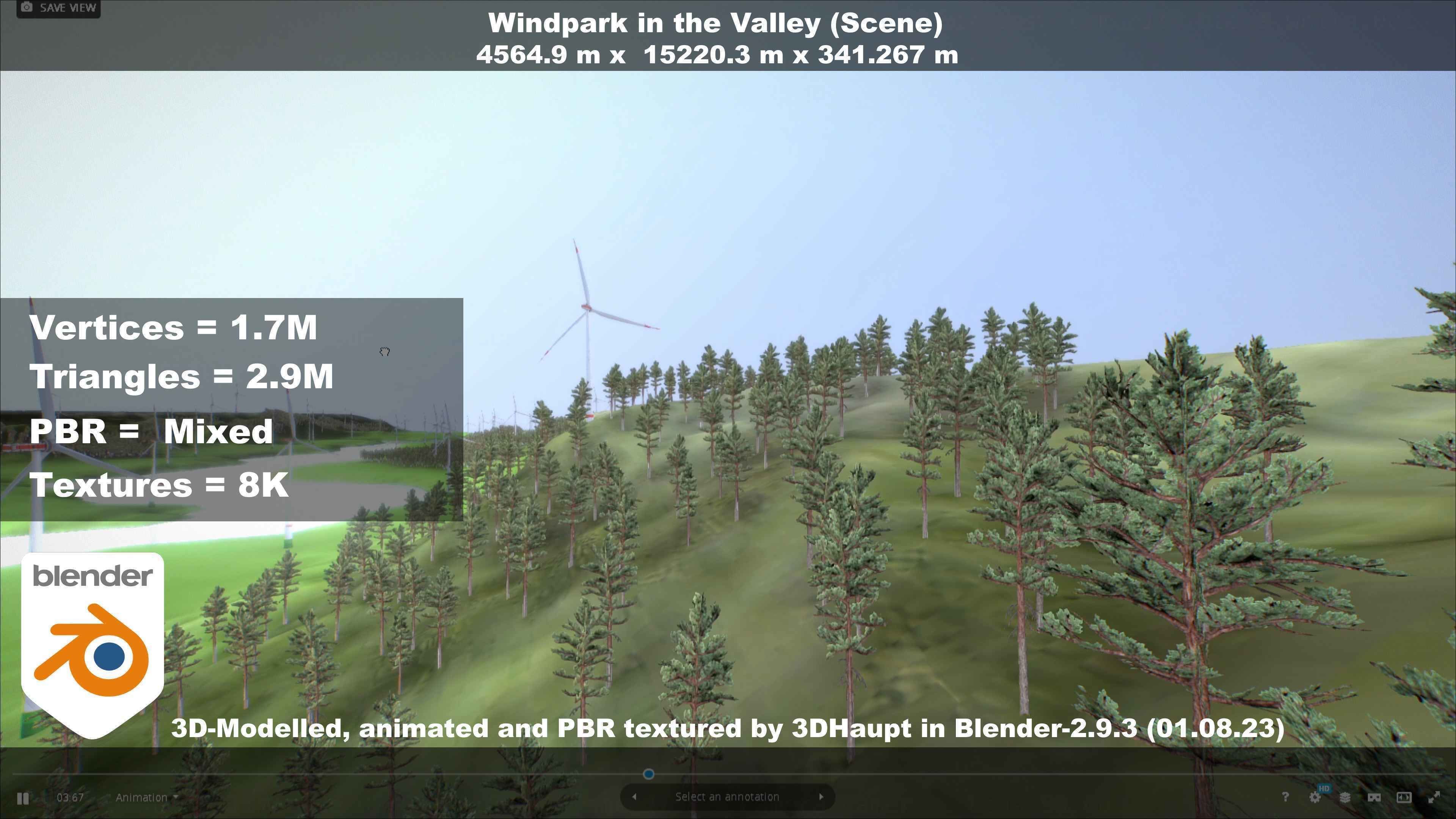 Windpark in the Valley Scene Low-poly 3D model_108