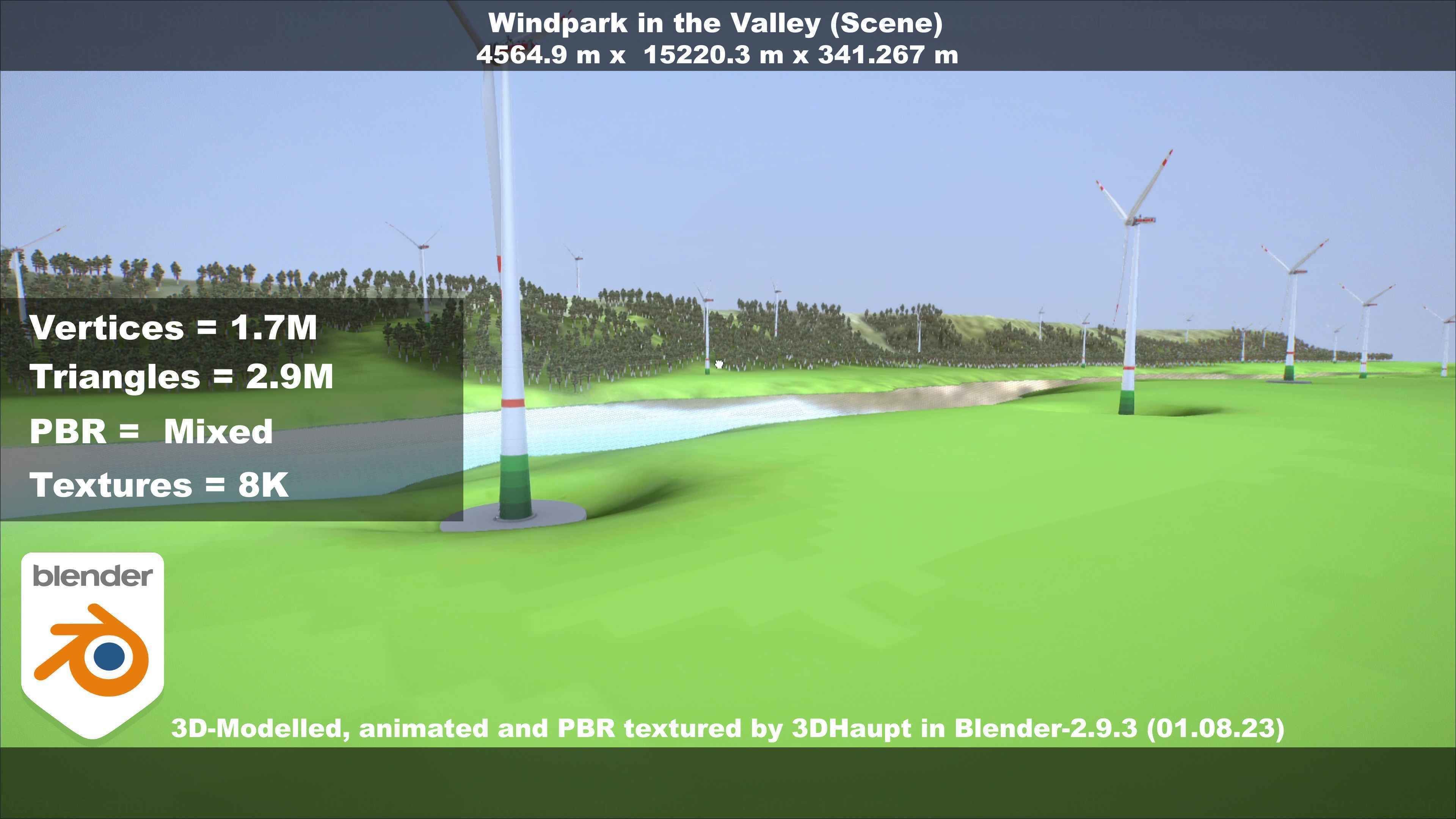Windpark in the Valley Scene Low-poly 3D model_55