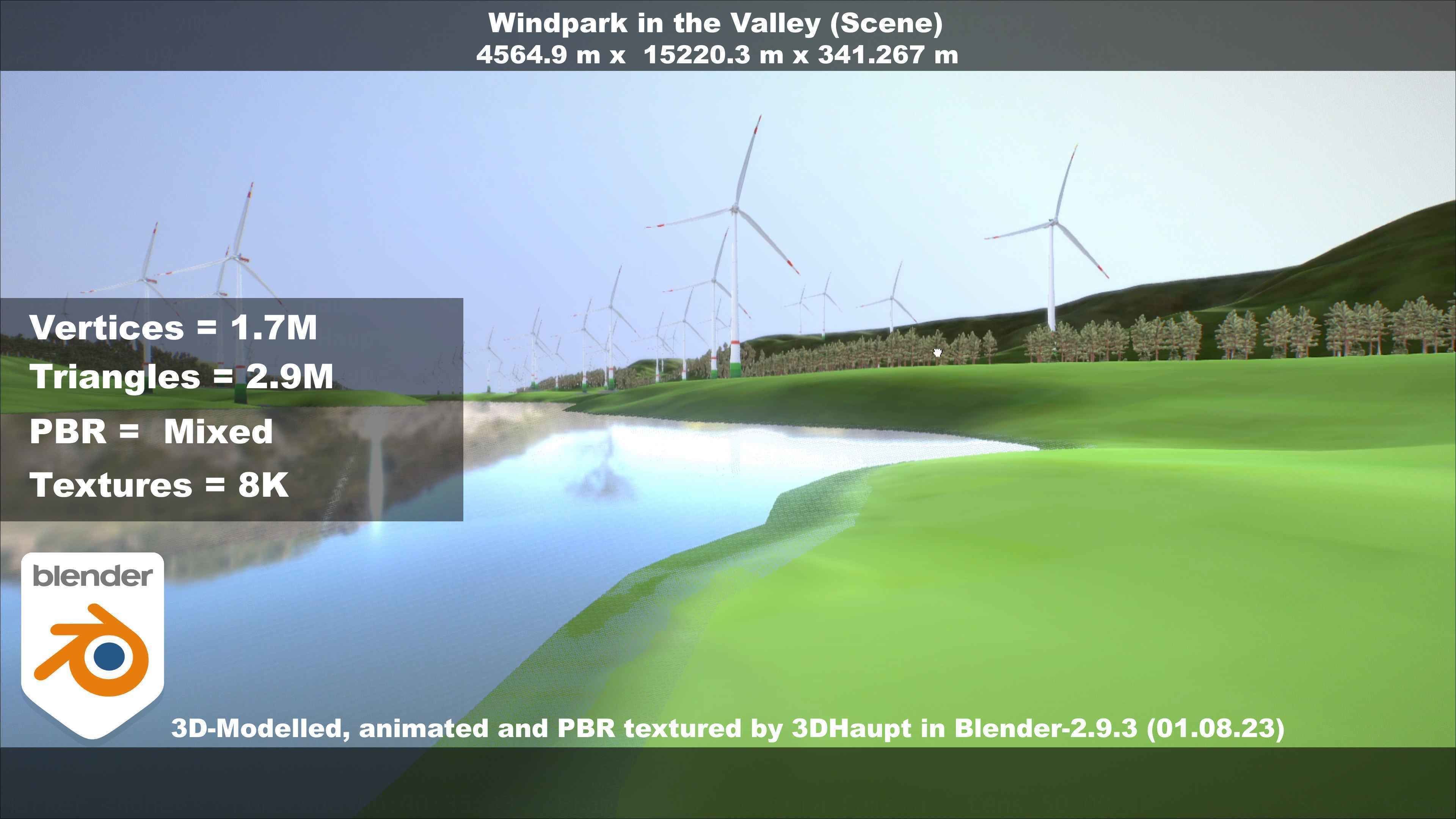 Windpark in the Valley Scene Low-poly 3D model_95