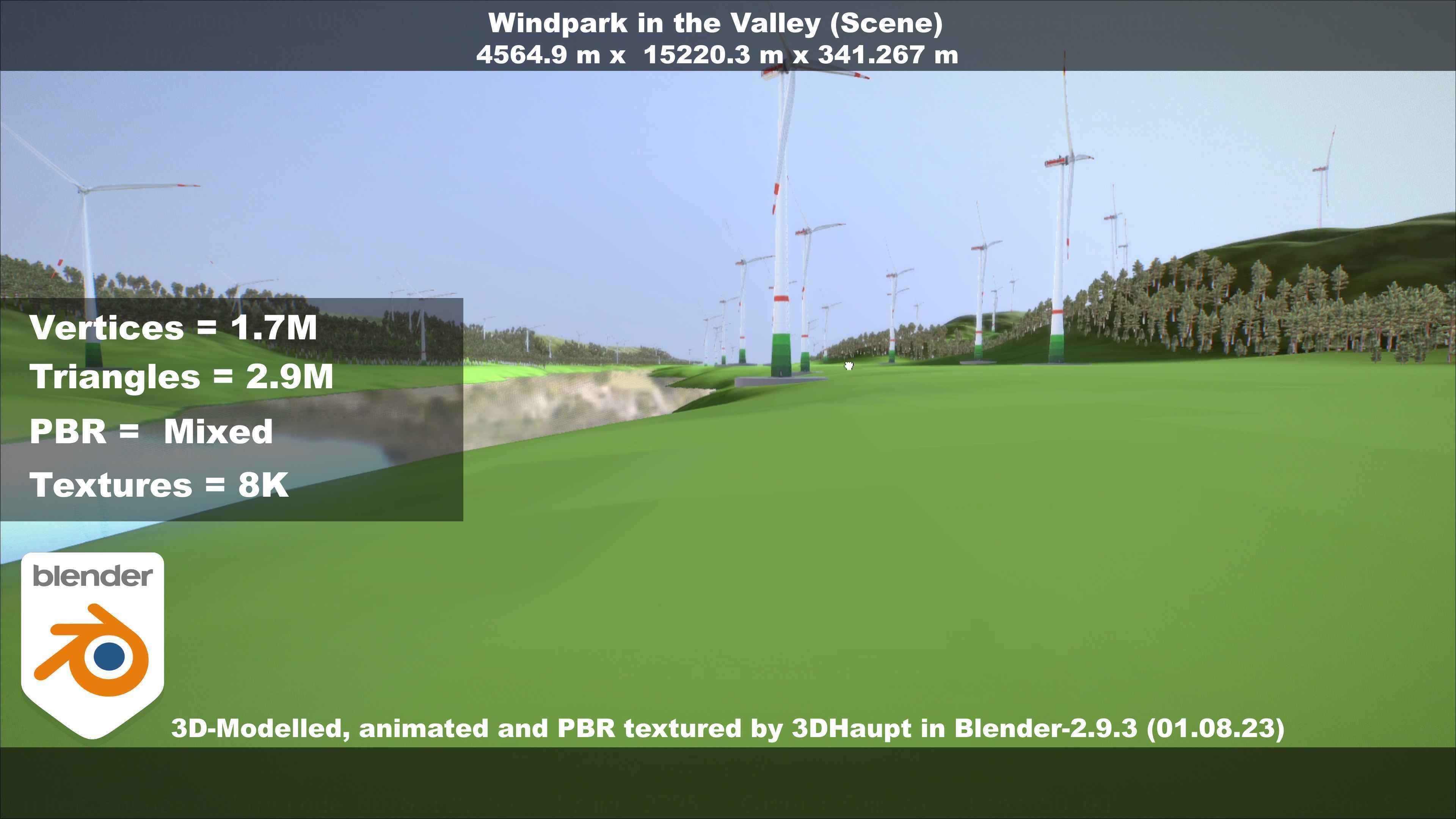 Windpark in the Valley Scene Low-poly 3D model_48