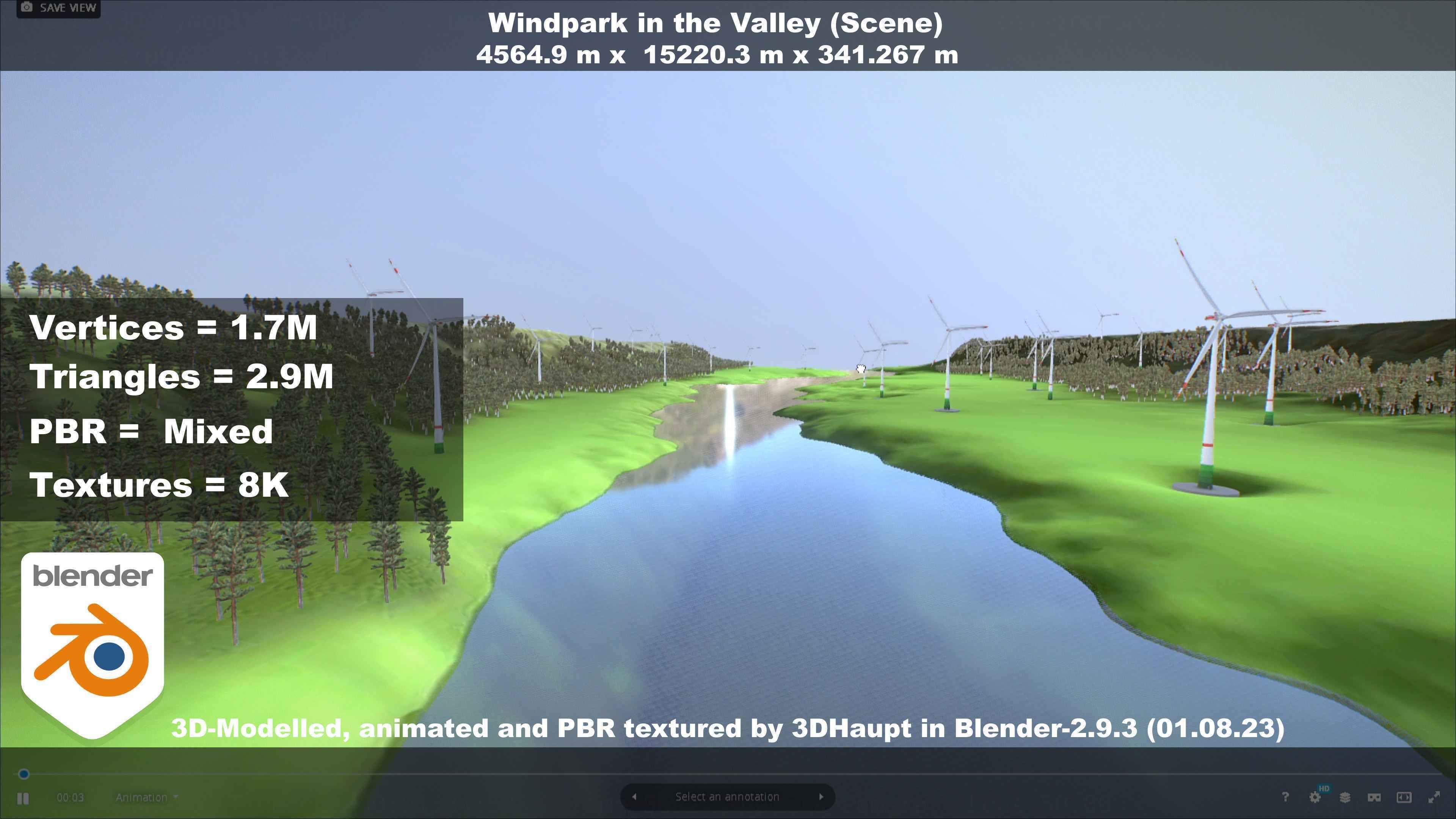 Windpark in the Valley Scene Low-poly 3D model_79