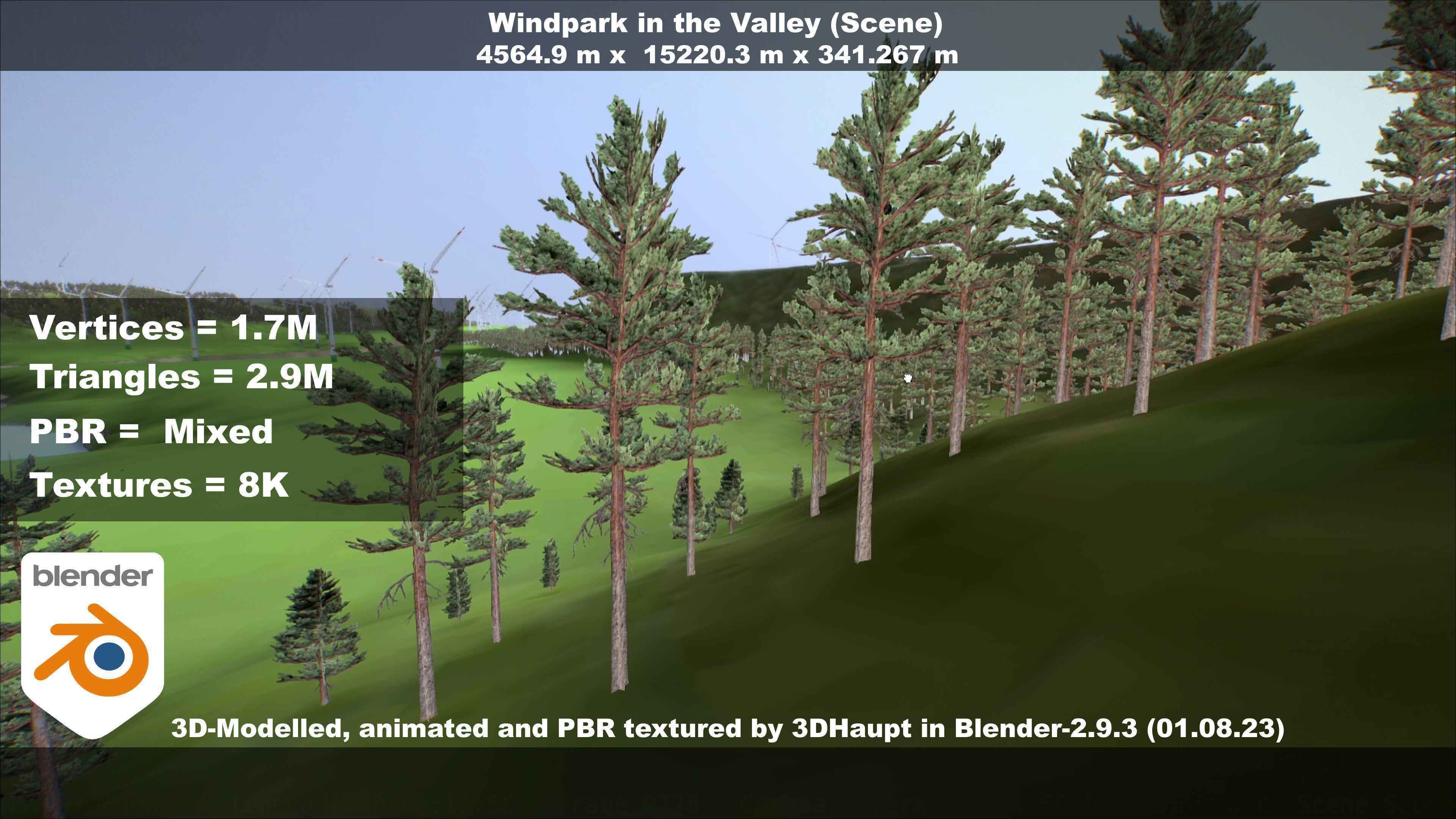 Windpark in the Valley Scene Low-poly 3D model_51