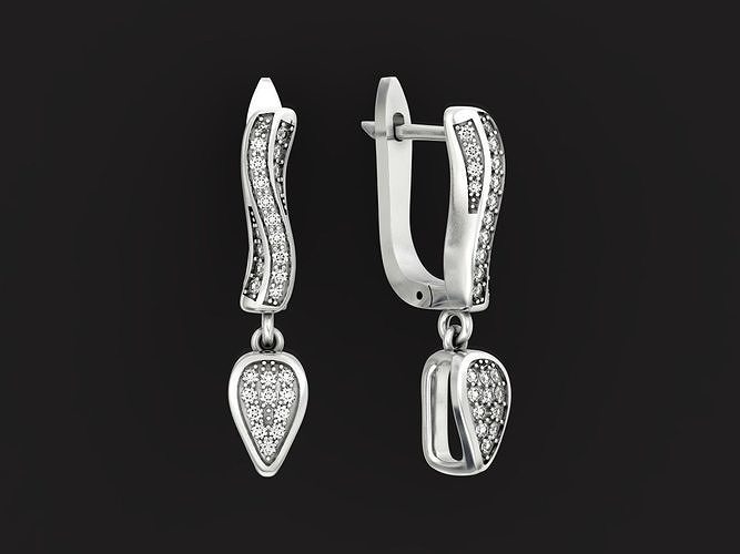 curve earrings with a dangling heart drop 940 3D print model