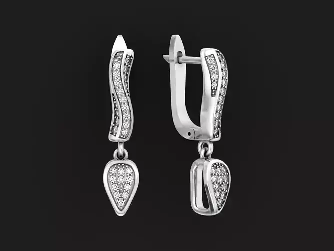 curve earrings with a dangling heart drop 940