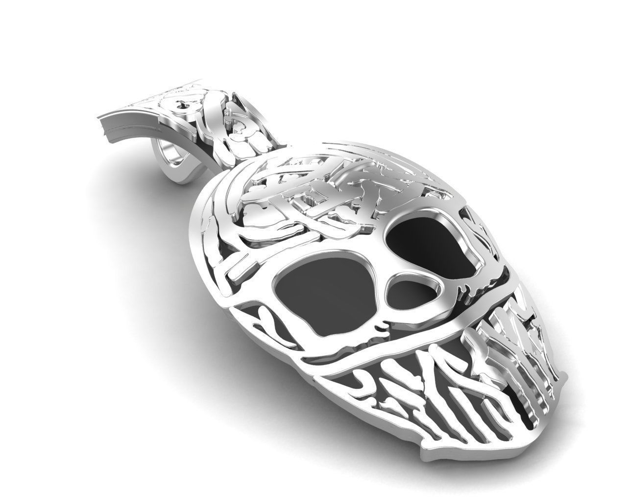Skeleton Face Mask Gold Pendant 3D print model_7
