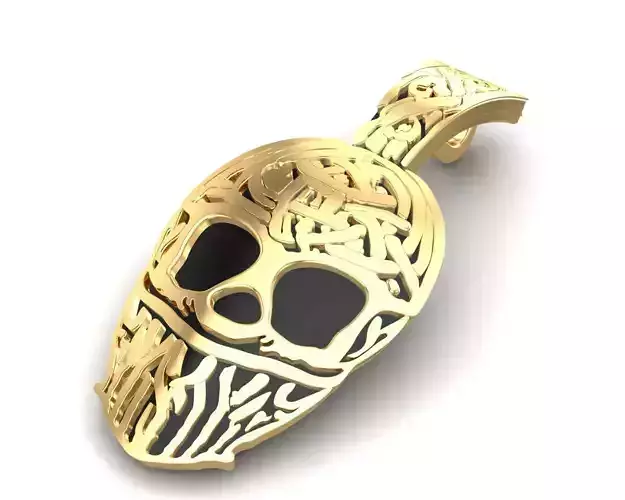 Skeleton Face Mask Gold Pendant