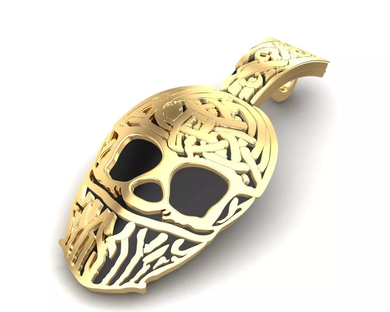 Skeleton Face Mask Gold Pendant 3D print model_0