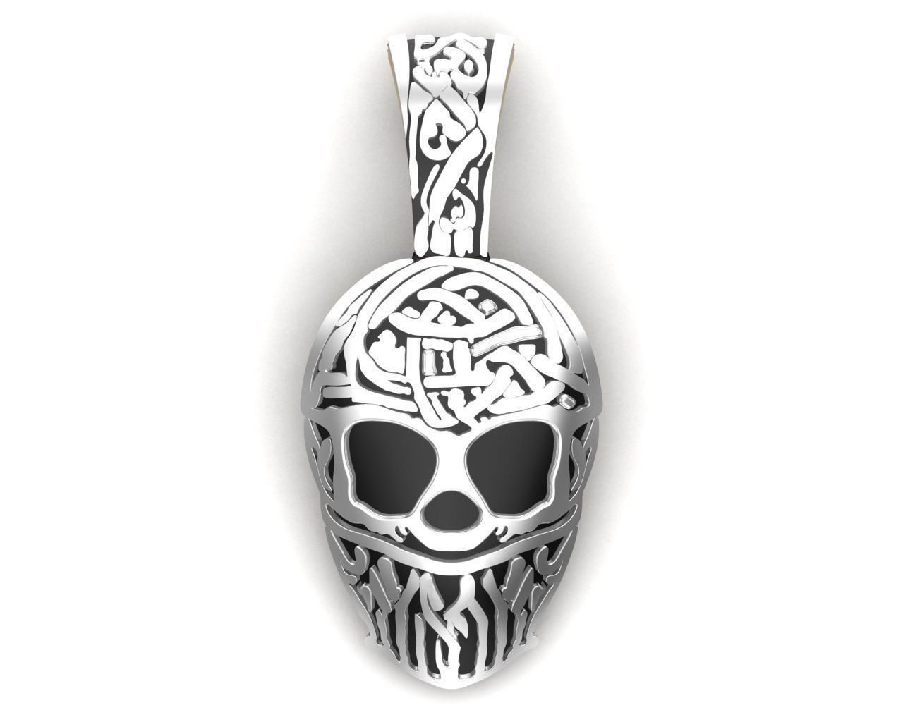 Skeleton Face Mask Gold Pendant 3D print model_8