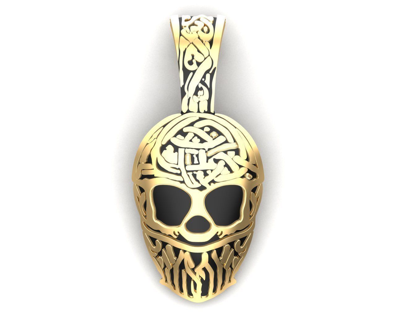 Skeleton Face Mask Gold Pendant 3D print model_3