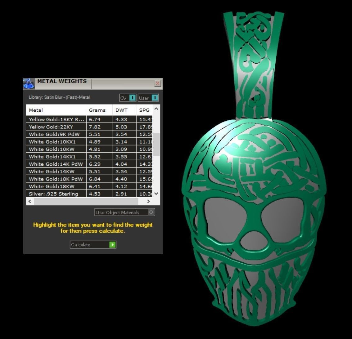 Skeleton Face Mask Gold Pendant 3D print model_2