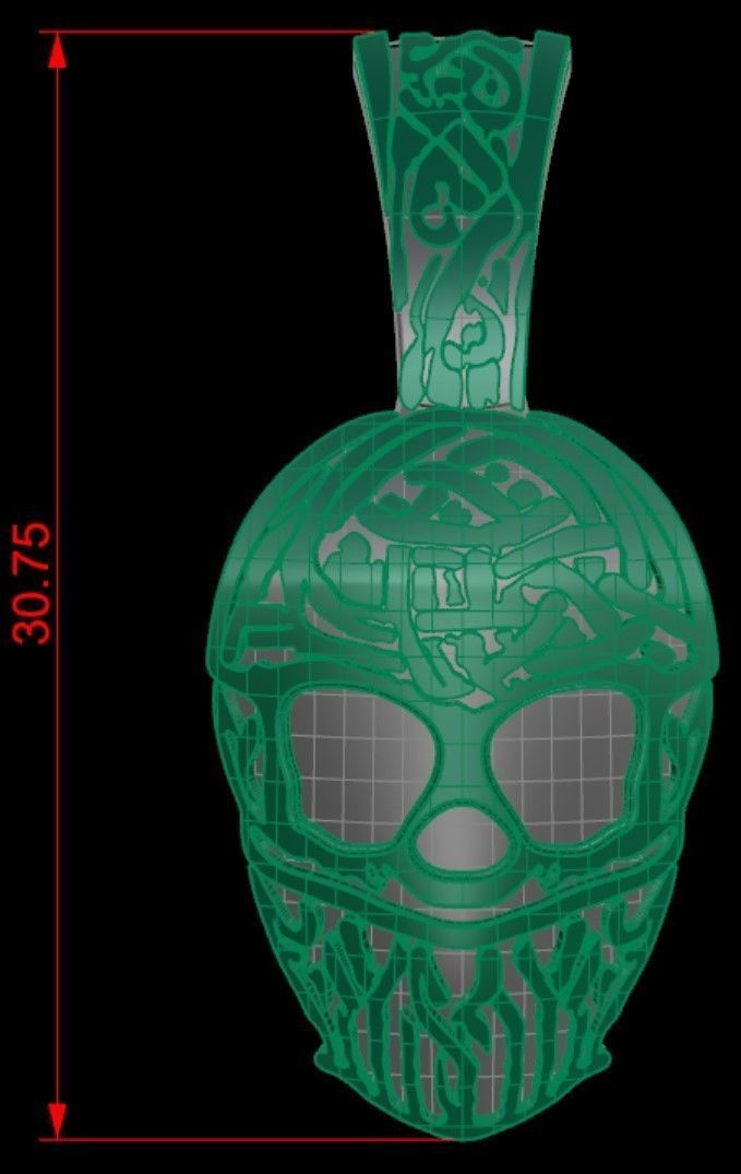 Skeleton Face Mask Gold Pendant 3D print model_5