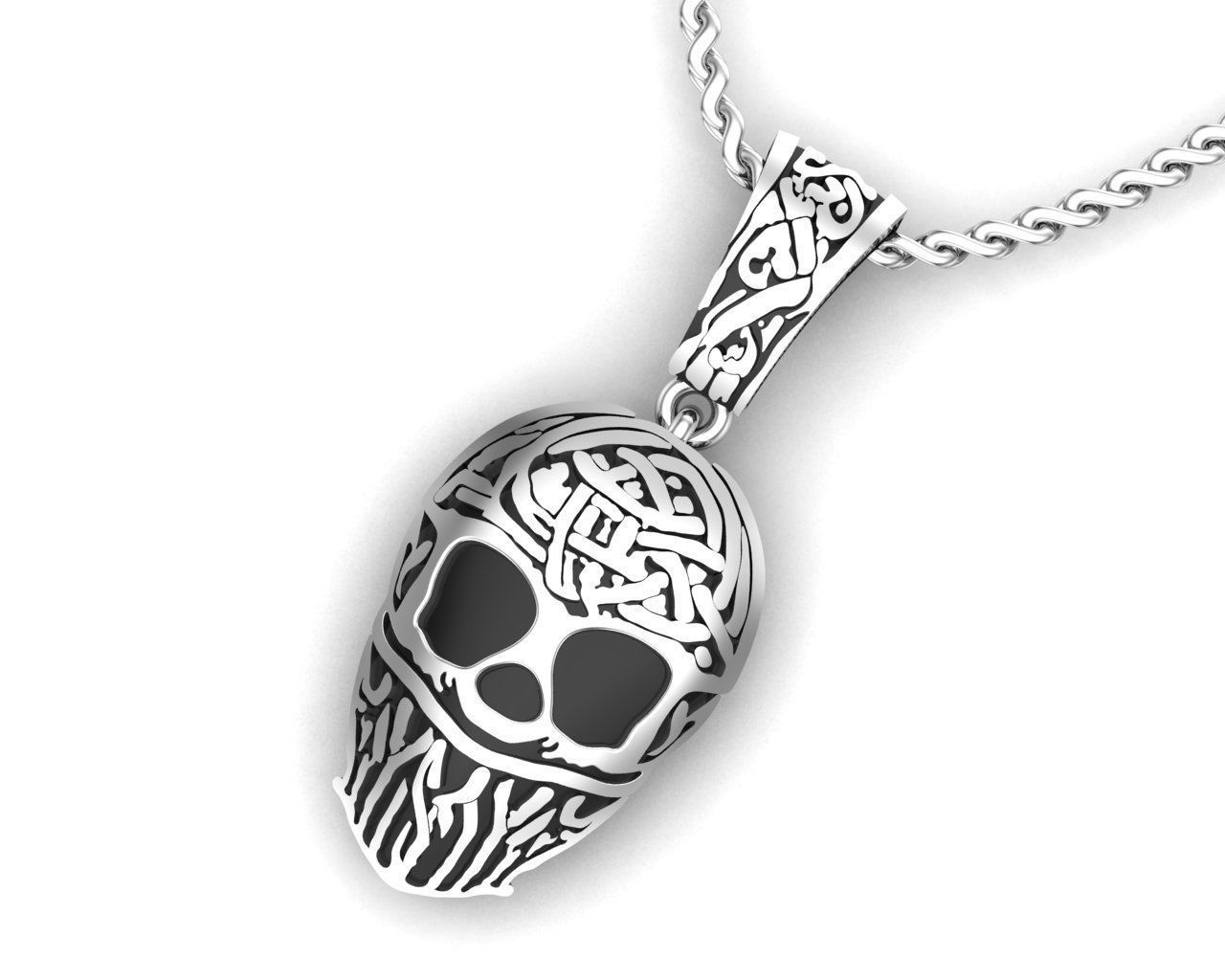 Skeleton Face Mask Gold Pendant 3D print model_4