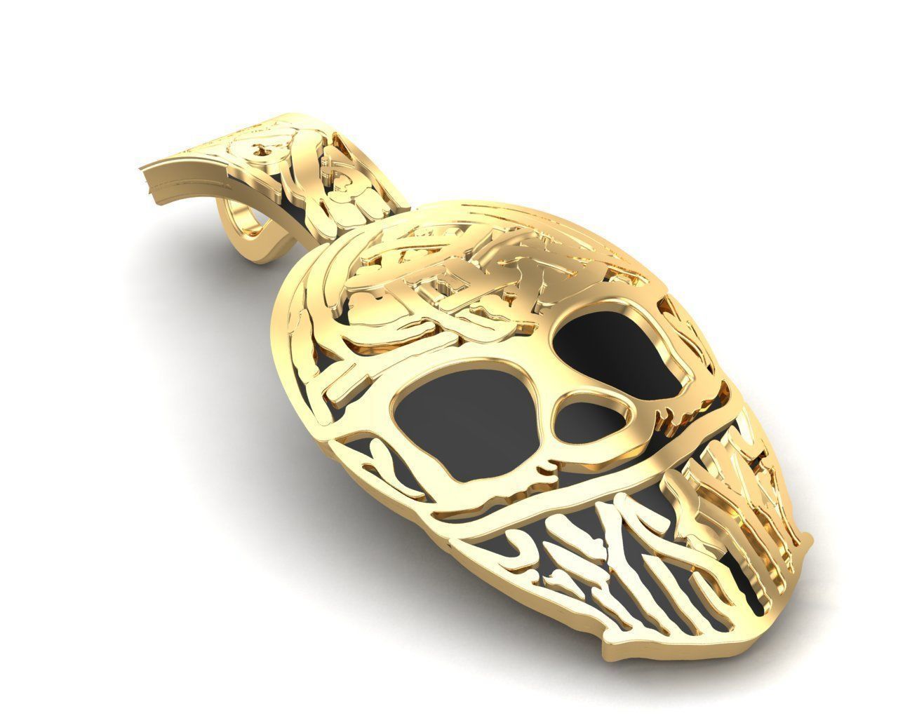 Skeleton Face Mask Gold Pendant 3D print model_6