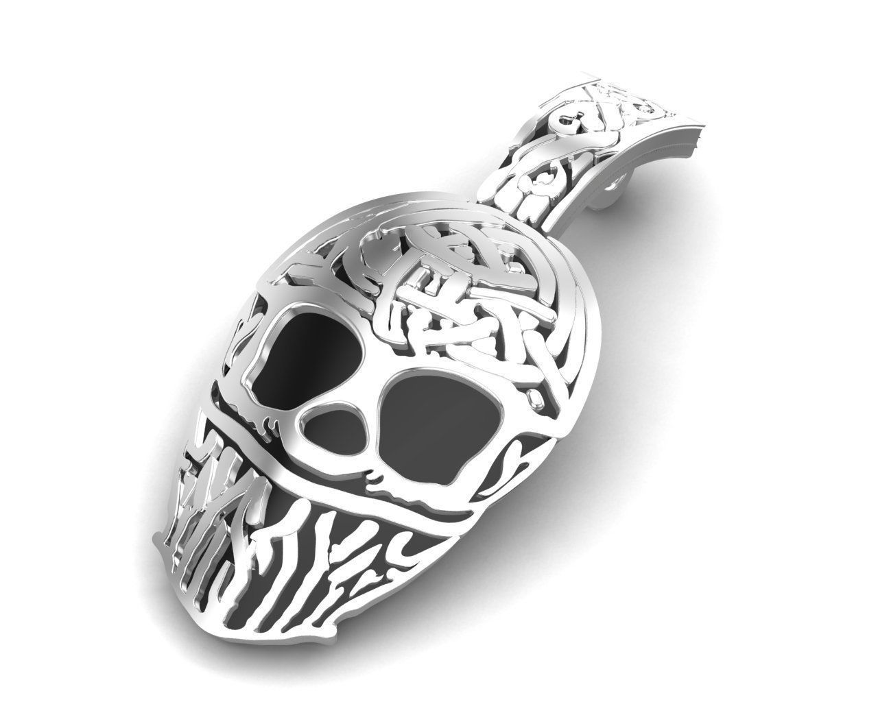 Skeleton Face Mask Gold Pendant 3D print model_1