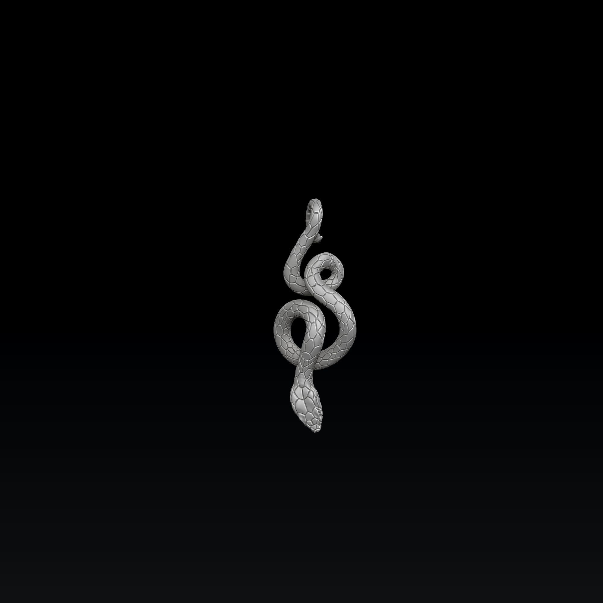 Snake ring pendant set 3D print model_2