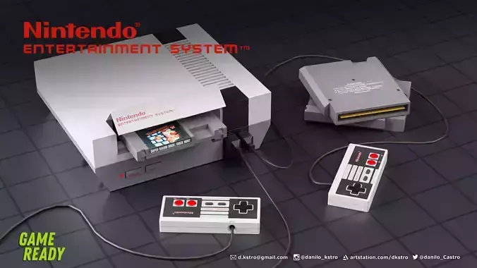 NES Console - Nintendo 8 Bits - Lowpoly - 4K Textures Low-poly 3D model