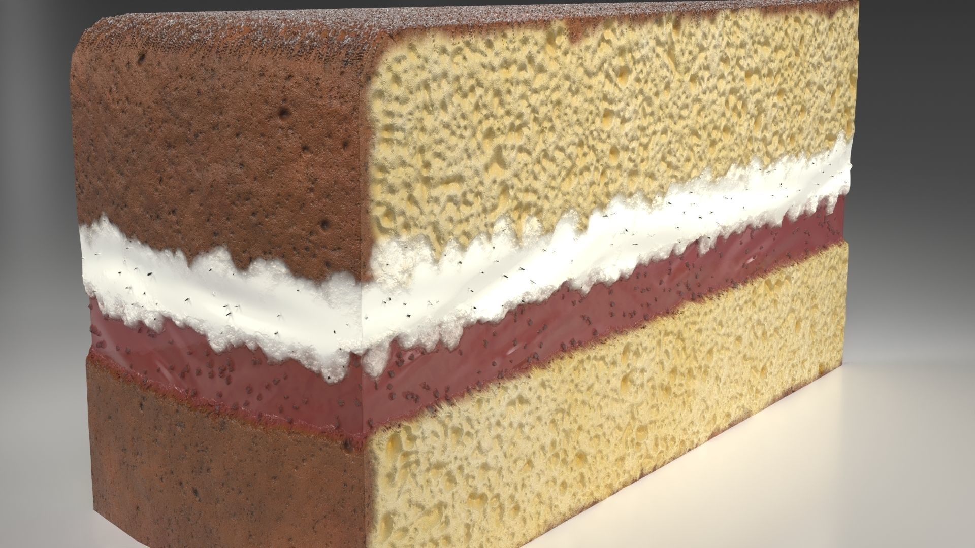 A Slice Of Victoria Sponge Low-poly 3D model_8