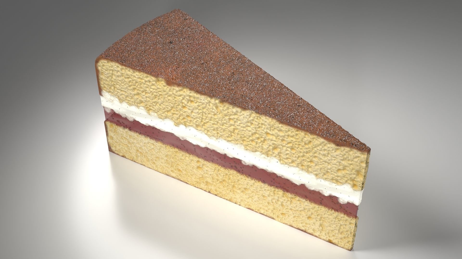 A Slice Of Victoria Sponge Low-poly 3D model_2