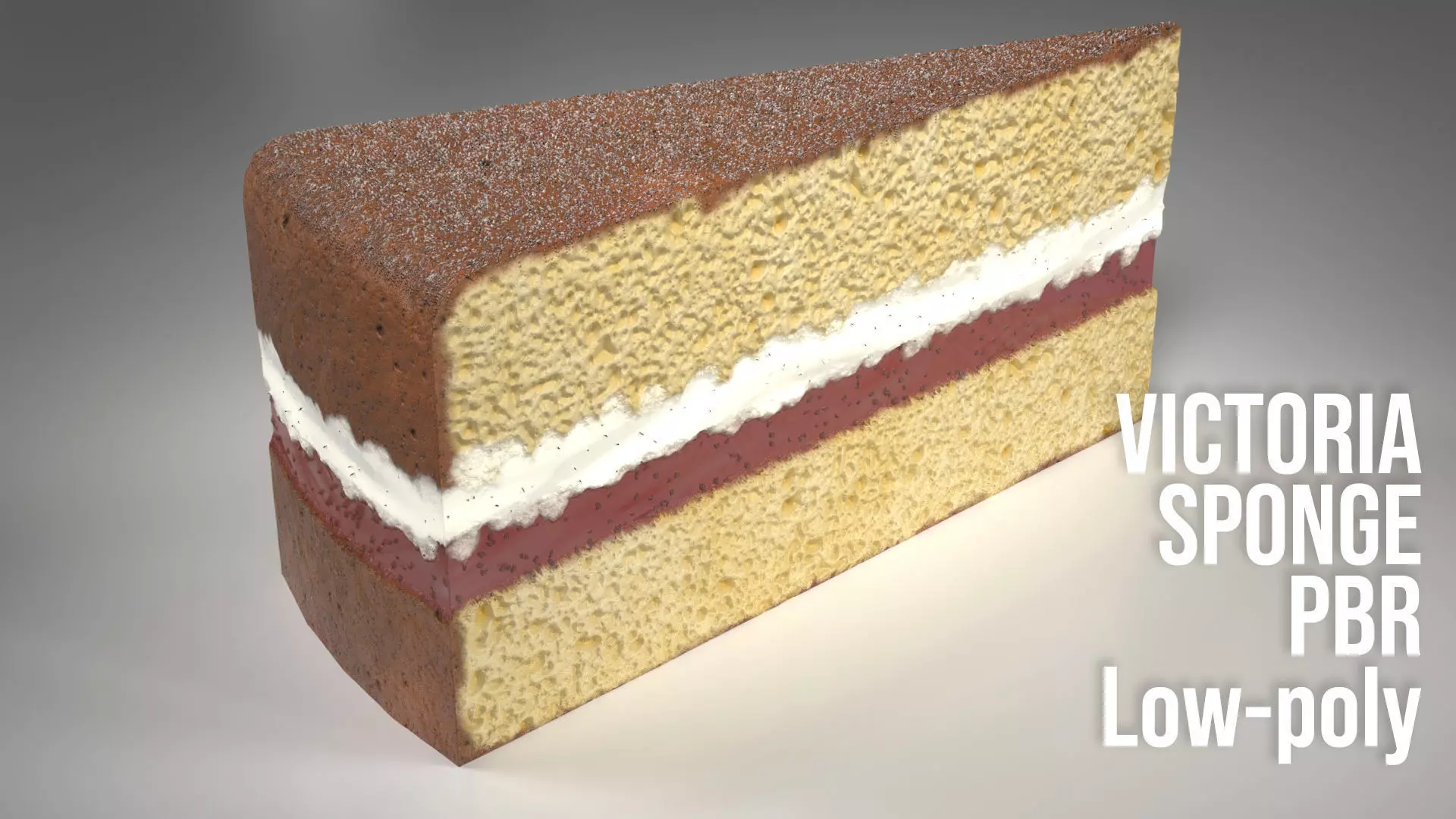 A Slice Of Victoria Sponge Low-poly 3D model_0