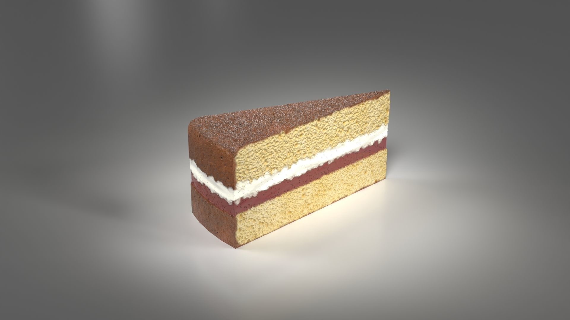A Slice Of Victoria Sponge Low-poly 3D model_9