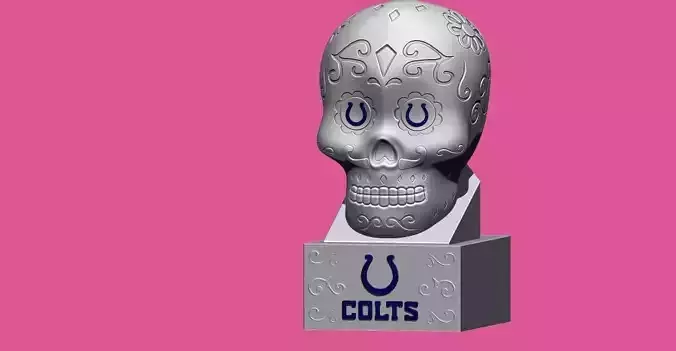NFL INDIANAPOLIS COLTS SUGAR SKULL STATUE - 3D PRINT