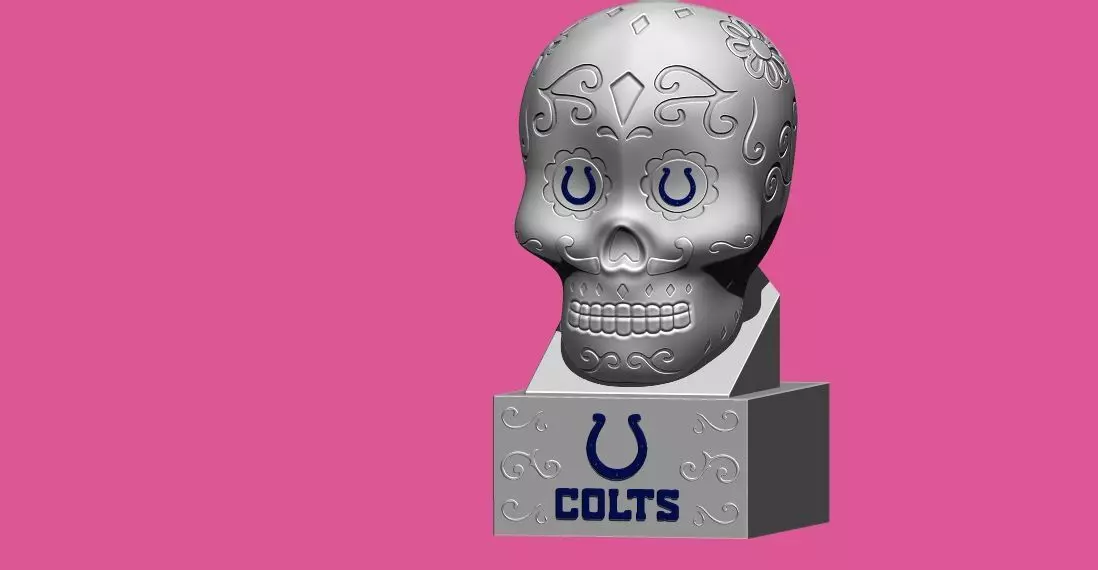 NFL INDIANAPOLIS COLTS SUGAR SKULL STATUE - 3D PRINT 3D print model