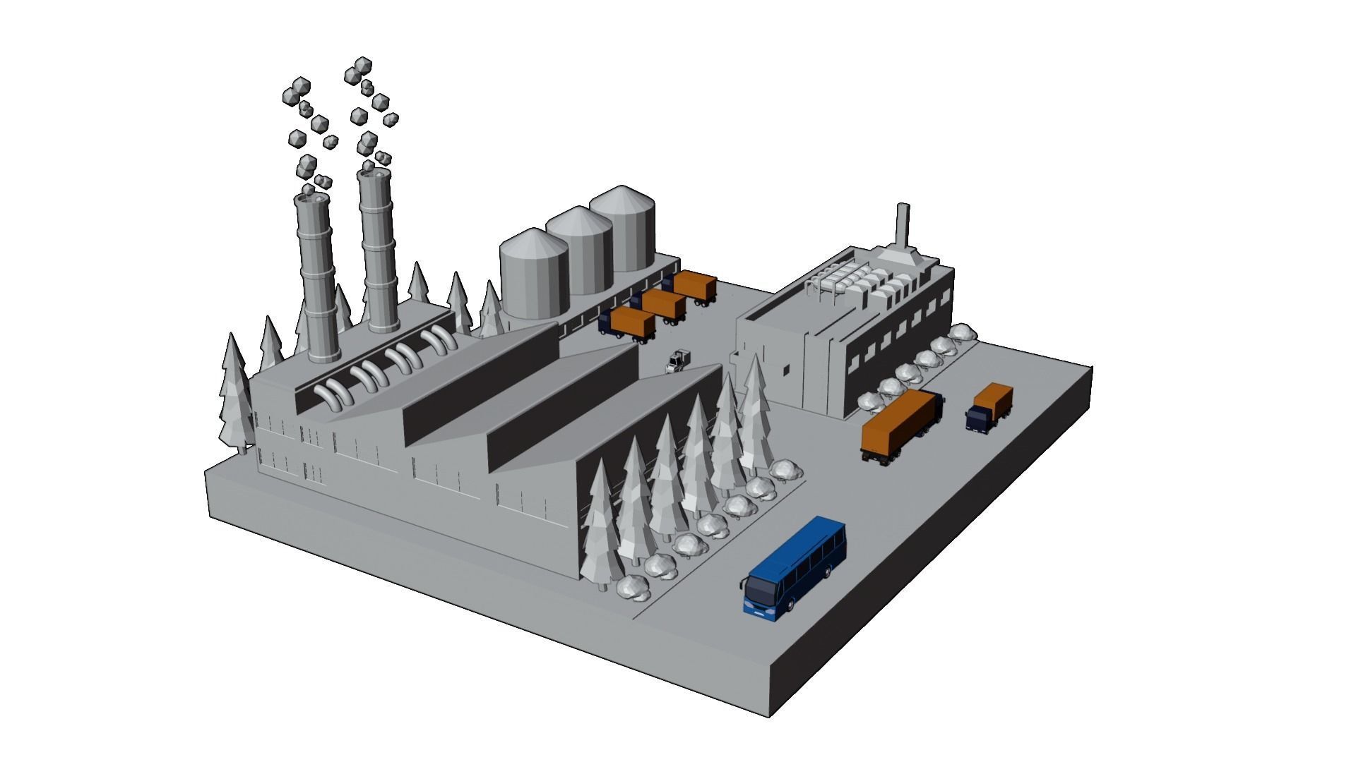Factory Warehouse Low-poly 3D model_5