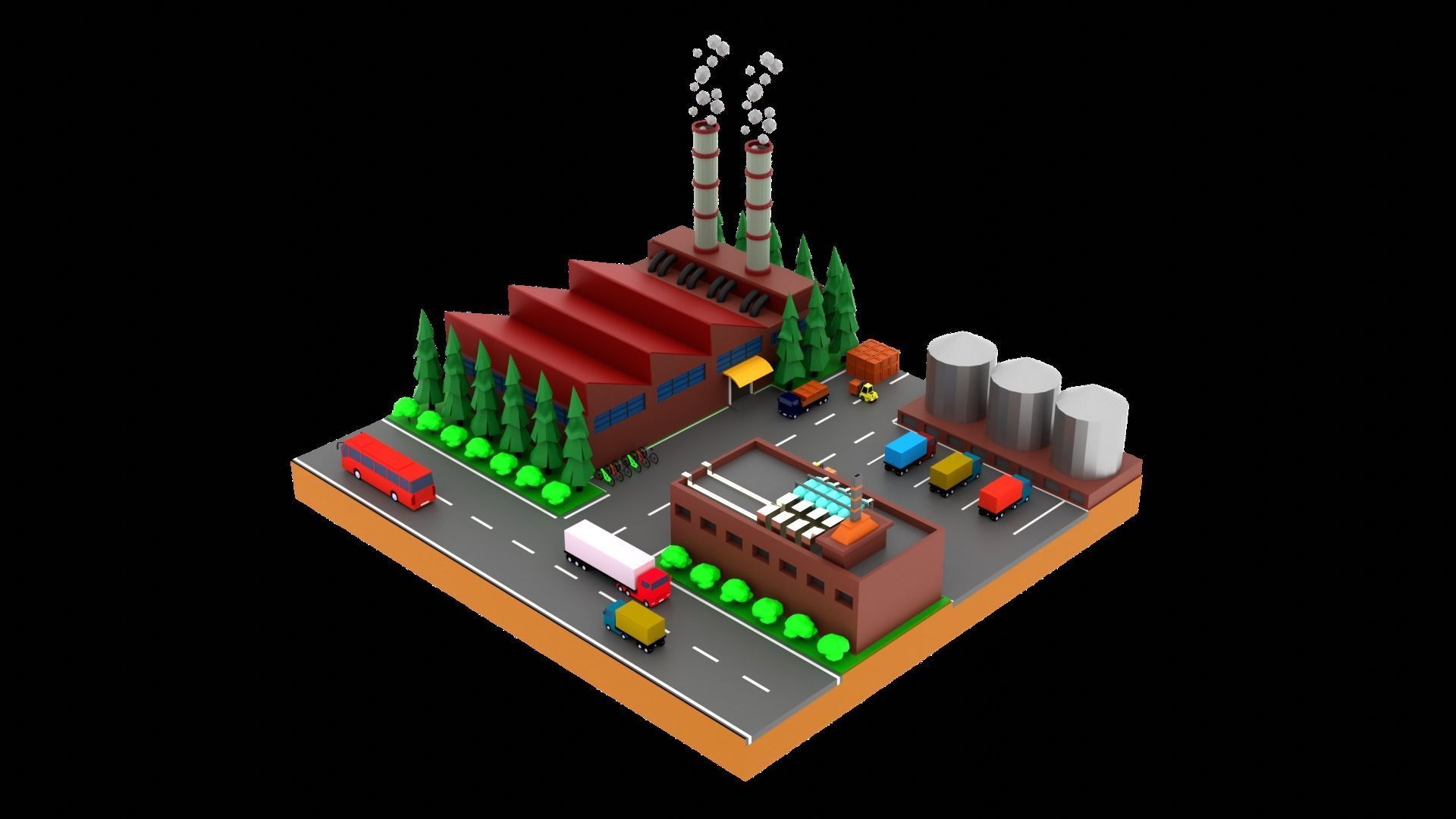 Factory Warehouse Low-poly 3D model_4