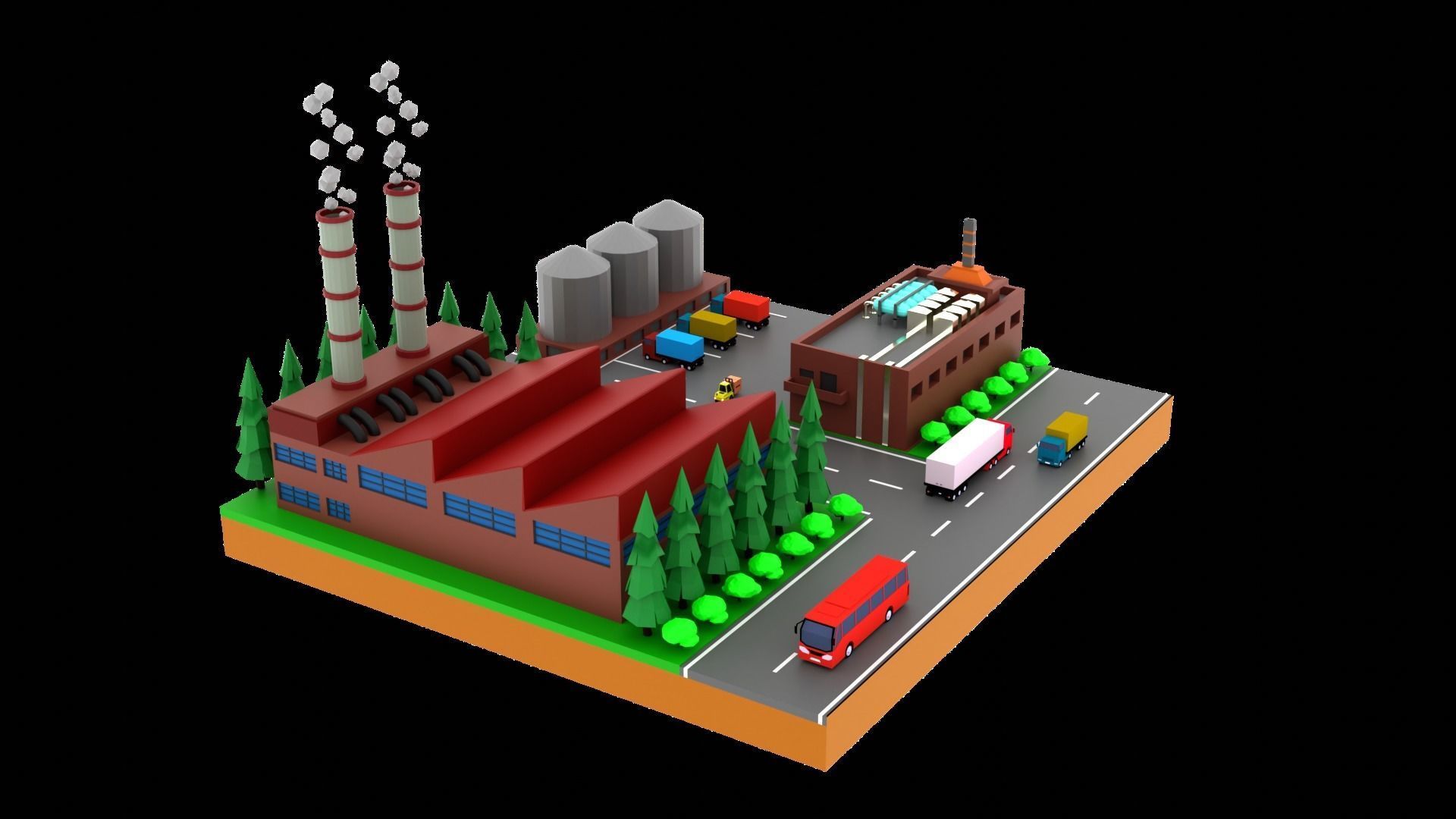 Factory Warehouse Low-poly 3D model_3