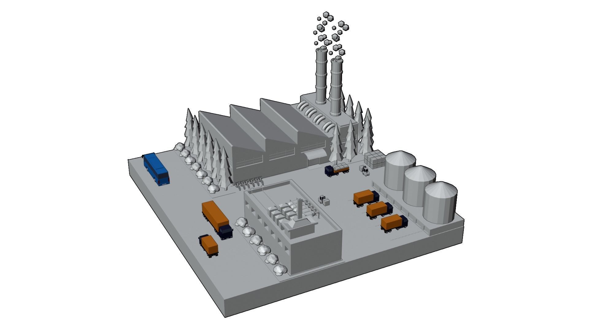 Factory Warehouse Low-poly 3D model_6