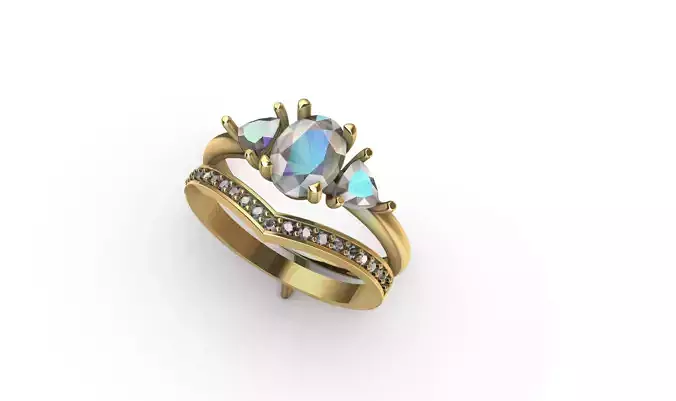 Engagement ring and wedding band 