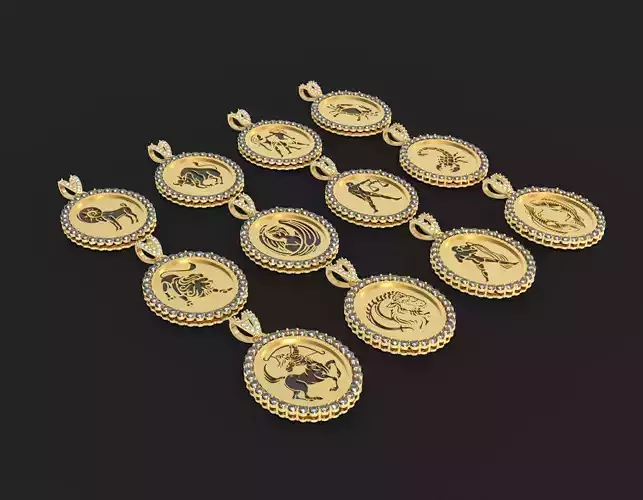 Zodiac Horoscope Pendants Set Pack 3D print model
