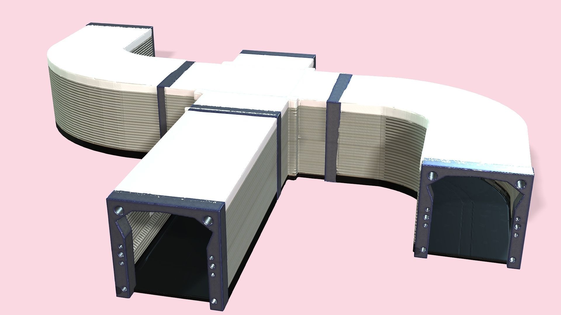 Scifi Corridor kit modular Low-poly 3D model_4