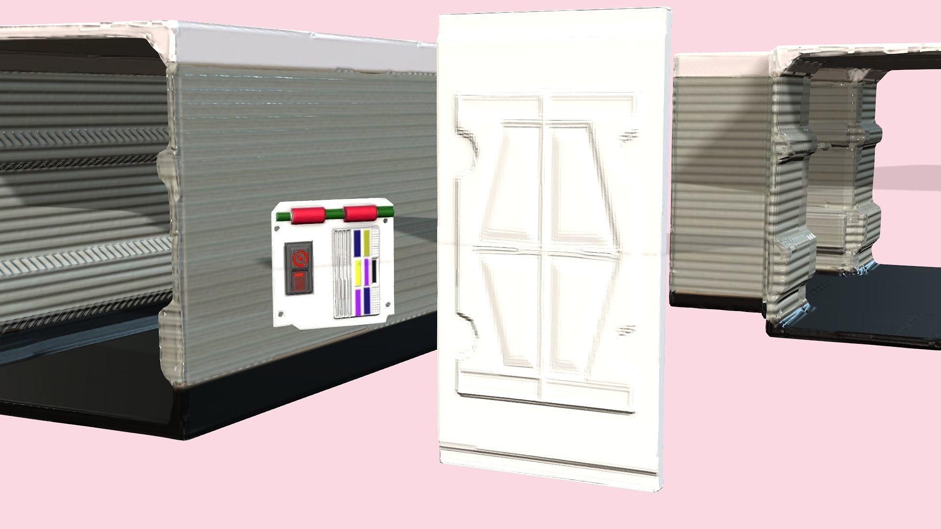 Scifi Corridor kit modular Low-poly 3D model_3