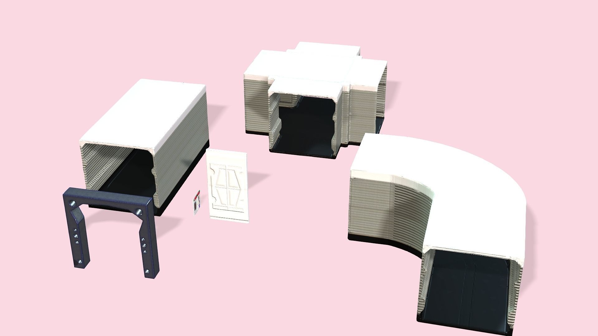 Scifi Corridor kit modular Low-poly 3D model_5