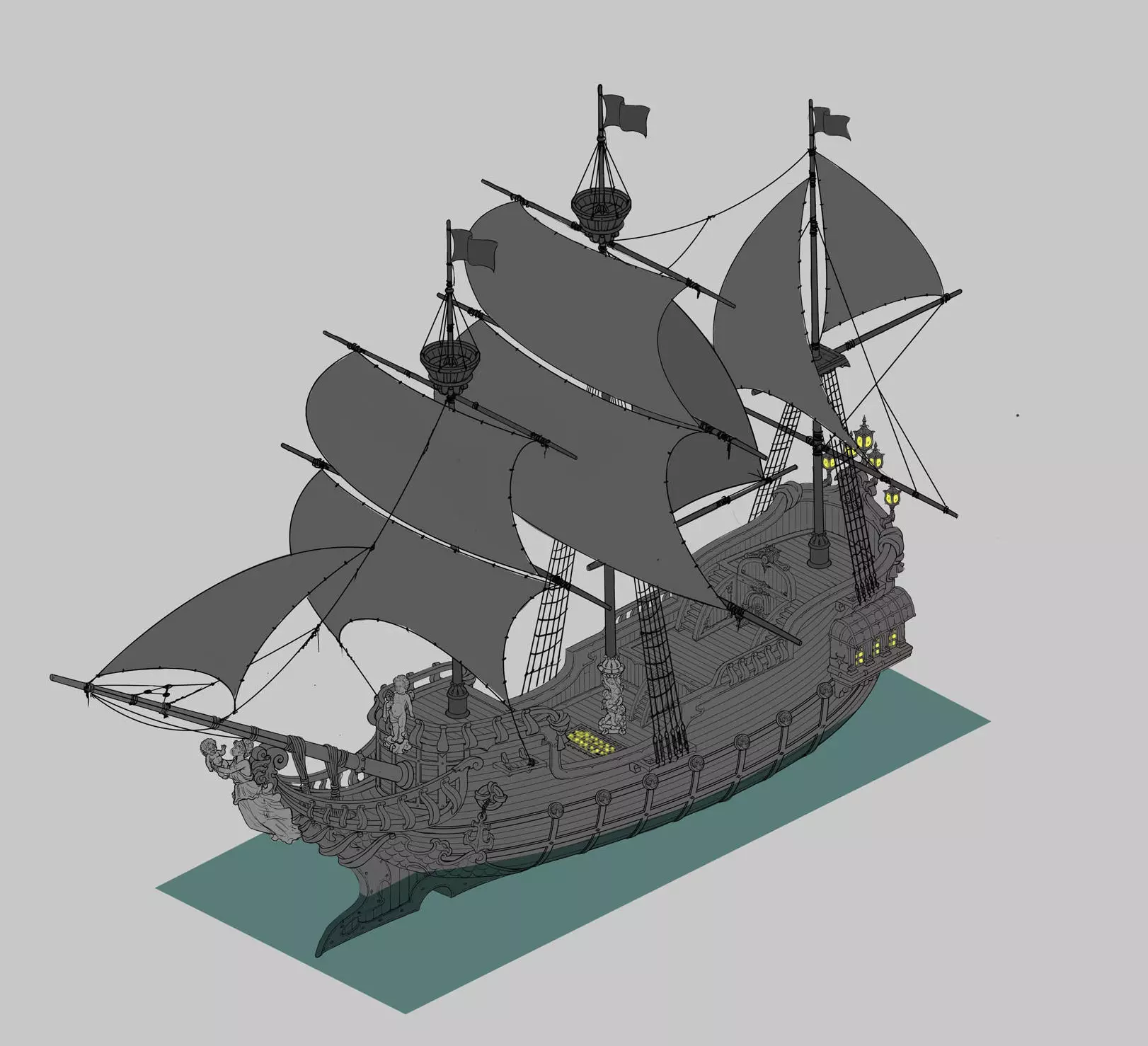 ship classice 3D model_0