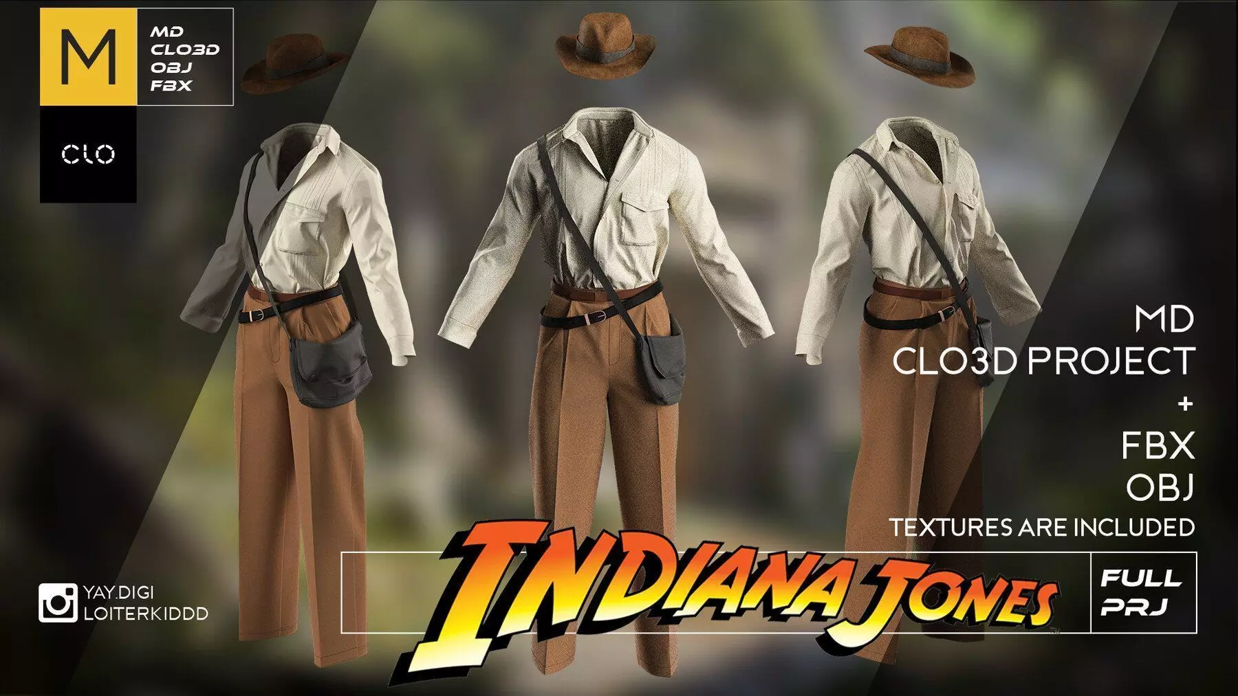 Indiana Jones Stylized Costume 3D model