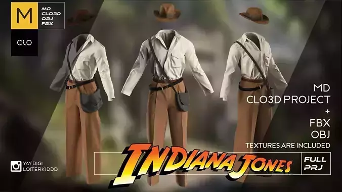 Indiana Jones Stylized Costume 3D model