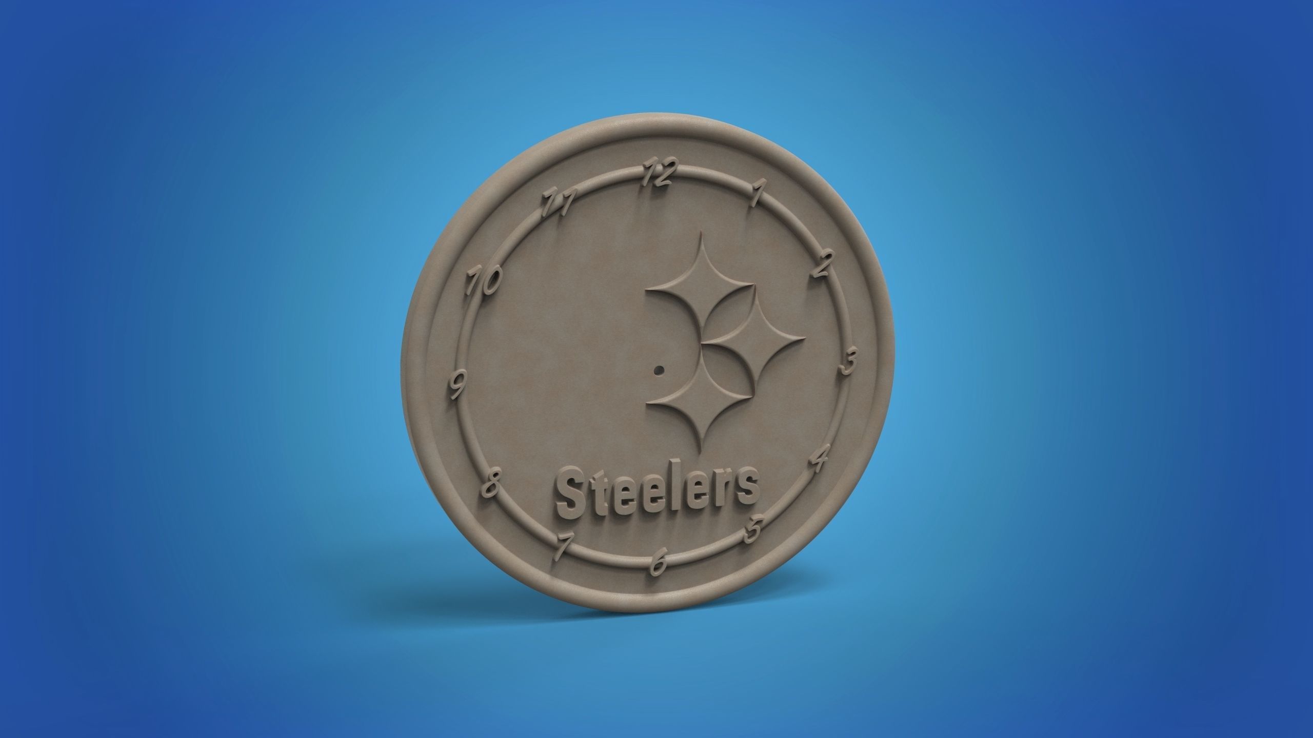 Steelers wall clock art STL model for CNC 3D printing 3D print model_1