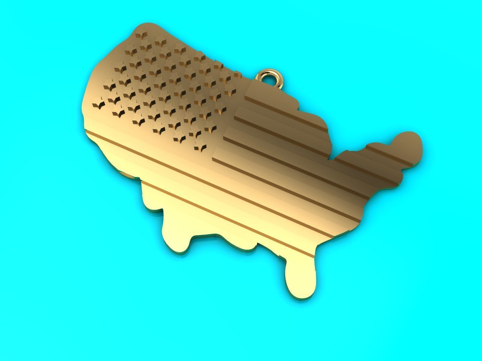 USA map pendants collection 3D print model_1