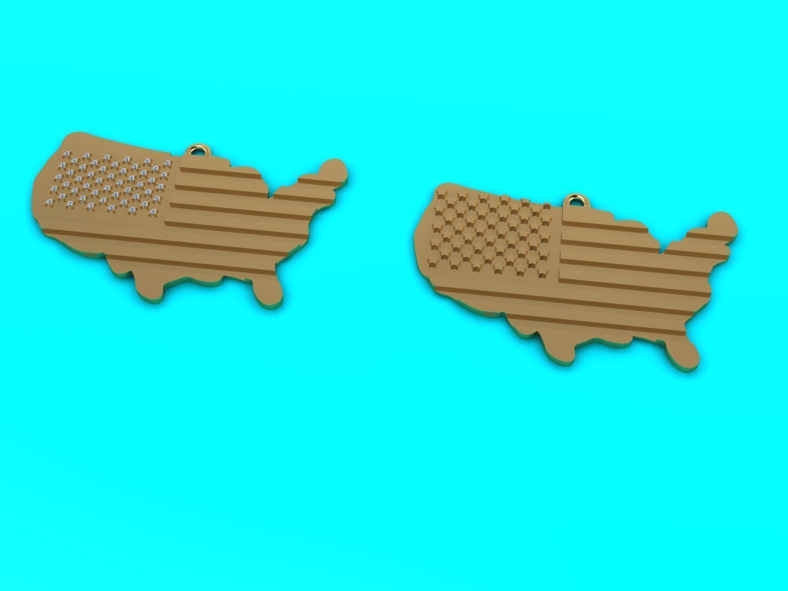 USA map pendants collection 3D print model_5