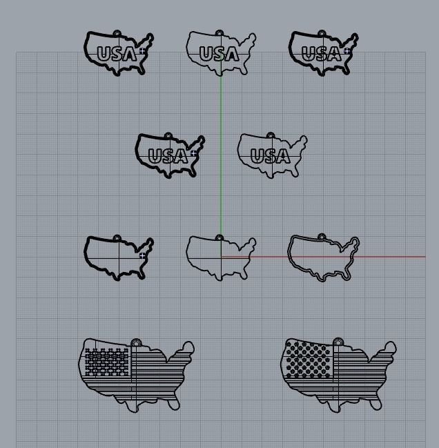 USA map pendants collection 3D print model_6