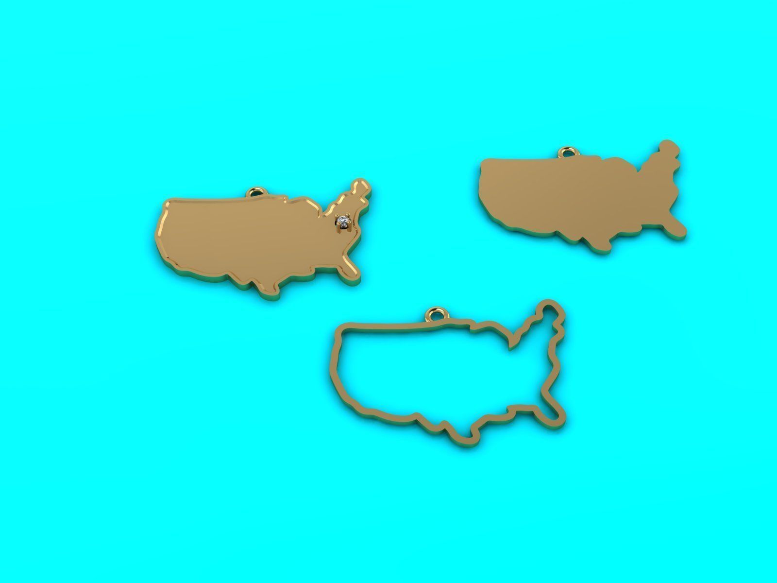 USA map pendants collection 3D print model_3