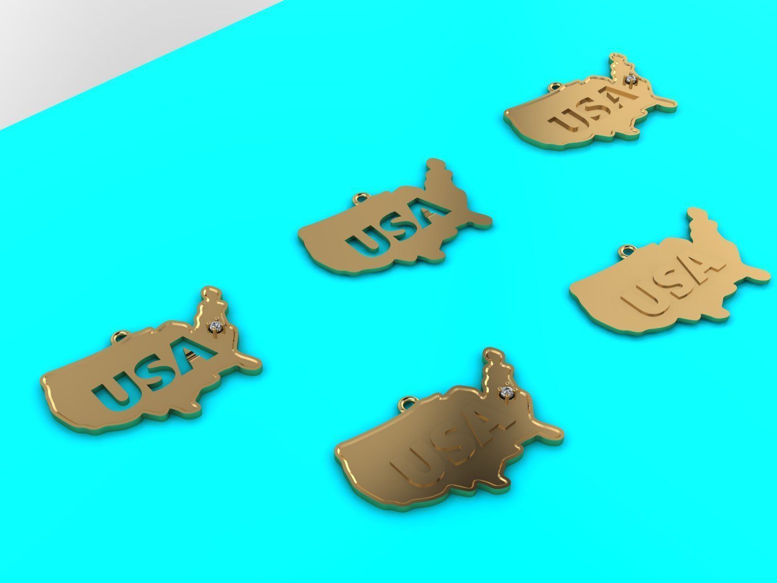 USA map pendants collection 3D print model_4